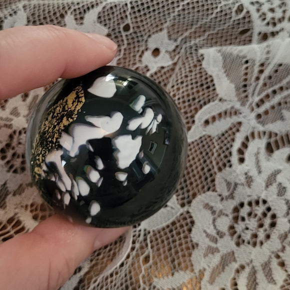 Vintage Gold/ Blue/Black Blown Glass Paper Weight - Picture 3 of 6